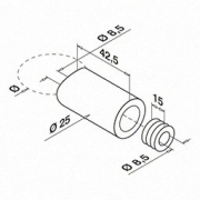 Handrailingsteun discreet vlak-buis