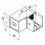Muurflens voor vierkant U-profiel - links