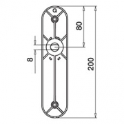 Wandbevestiging voor glas. Model 0762. Hoogte 200mm. Hoek niet instelbaar.