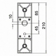 Wandbevestiging voor glas. Model 4762 rechthoekig.