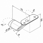 Handrailingsteun schuin buis-buis - D 48.3 plat