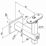 Handrailingsteun variabel square line 40x40 - wand-vlak