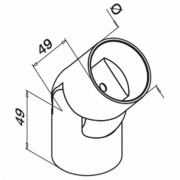 Variabele buisverbinding 0-70° voor houten handgreep