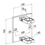 Wandbevestiging square line 40x40