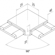 Buisverbinder square line 40x10 kniefitting 90°