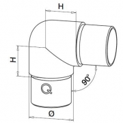 Buisverbinder kniefitting 90° afgeronde hoek