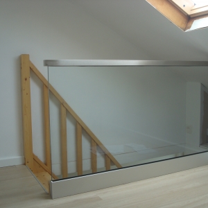 Binnen balustrade vrijstaand glas